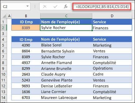 La fonction RECHERCHEX (XLOOKUP) dans Excel 2021