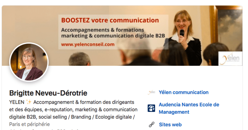 Bannière LinkedIn de Brigitte Neveu-Dérotrie
