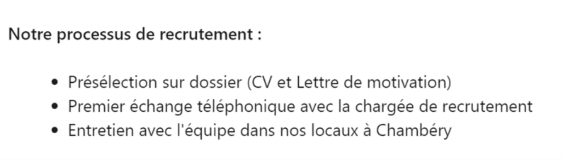 Exemple : processus de recrutement à Chambéry