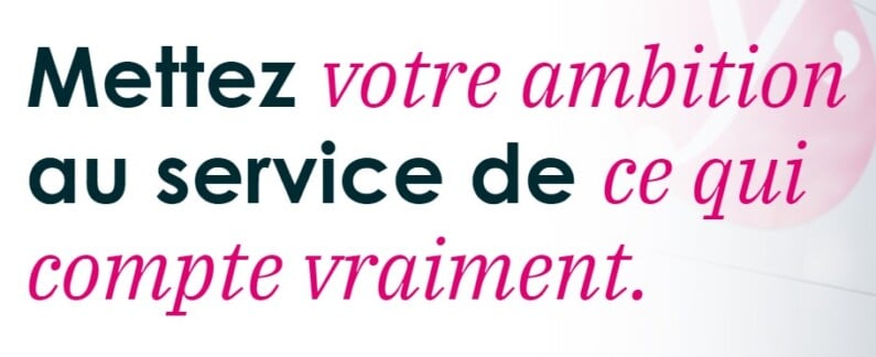 An example of the slogan used on the Yvelines département recruitment website: "Put your ambition to work for what really matters".