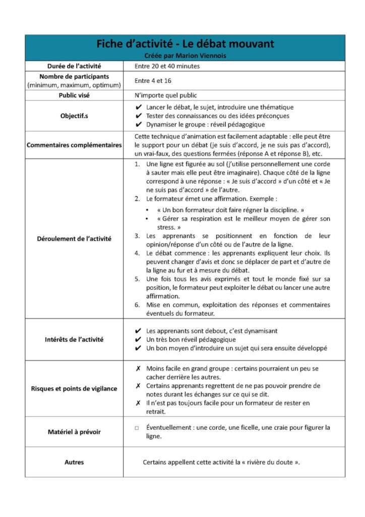 Click to download the Moving Debate activity sheet