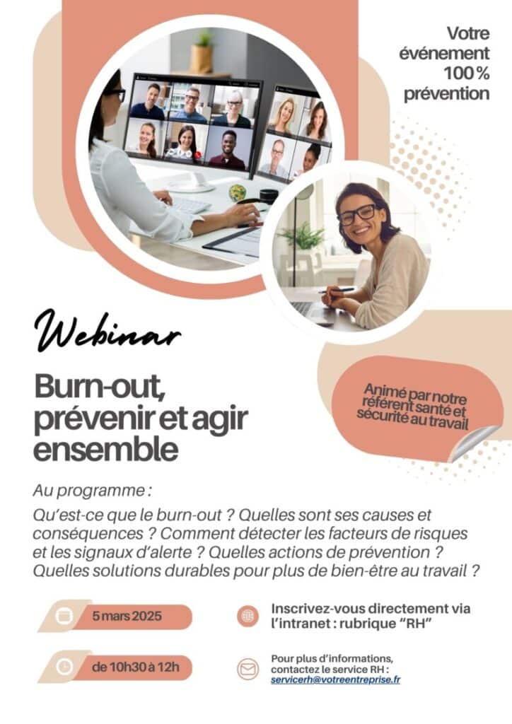 Voorbeeld van een poster voor een webinar over het voorkomen van burn-out.