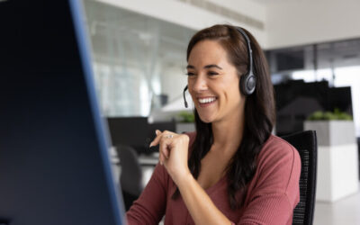 Sales assistant in a customer meeting by videoconference