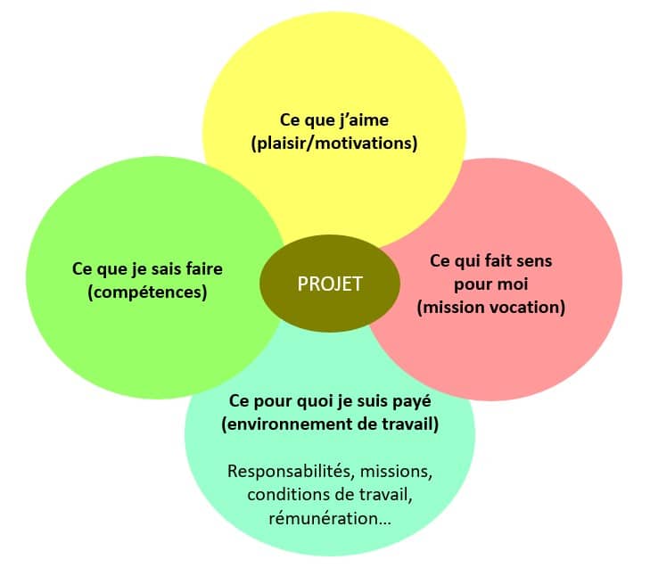 Diagram for implementing a project as part of career development advice.